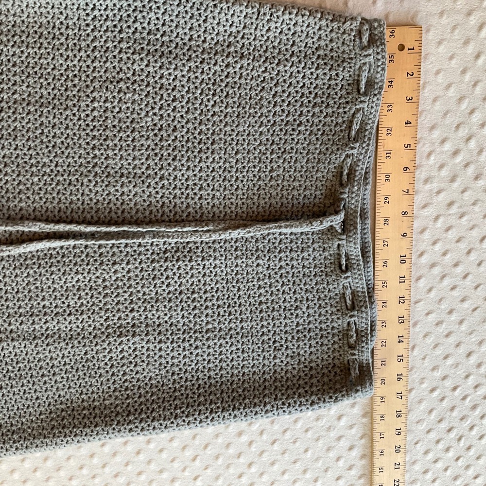 DKNY Crochet Skirt Womens M Gray Lambswool Scalloped Hem Drawstring Mini Skirt - Picture 3 of 5
